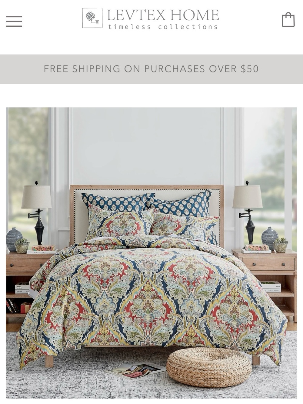 Levtex Multicolor Paisley Quilt Set in Blue, Red, Cream, Yellow.. 💙